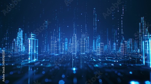 A futuristic smart digital city concept. Business concept for smart cities and technology