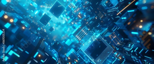 3D rendering of abstract technology background with concept of cyberspace blocks.