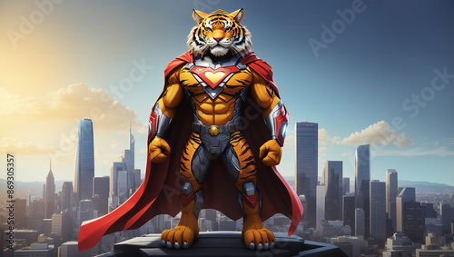 A tiger wearing a superhero costume