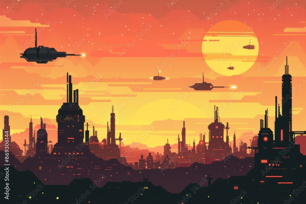 Naklejka premium Future city in space, modern, Eps 10 illustration