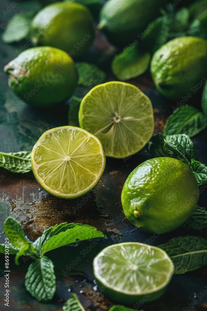 A bowl of fresh limes sitting on a table, ready to be used in cooking or decorations A bowl of fresh limes sitting on a table, ready to be used in cooking or decorations