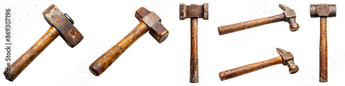 Brutal hammer for battles, rusty weapon transparent background PNG file