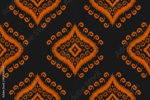 Fabric ethnic pattern art. Ikat seamless pattern in tribal. American, Mexican style. Design for background, wallpaper, illustration, fabric, clothing, carpet, textile, batik, embroidery.
