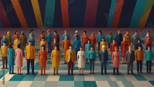 Generative AI, vector style picture, diversity Business team at work, Group of business workers, Business illustration