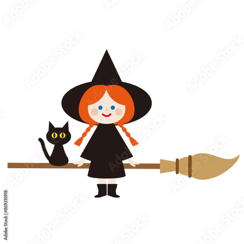 箒に乗った可愛い魔女と黒猫1