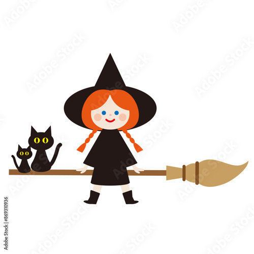 箒に乗った可愛い魔女と黒猫2