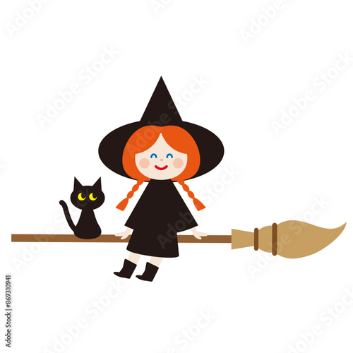 箒に乗った可愛い魔女と黒猫3