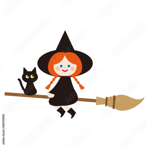 箒に乗った可愛い魔女と黒猫4