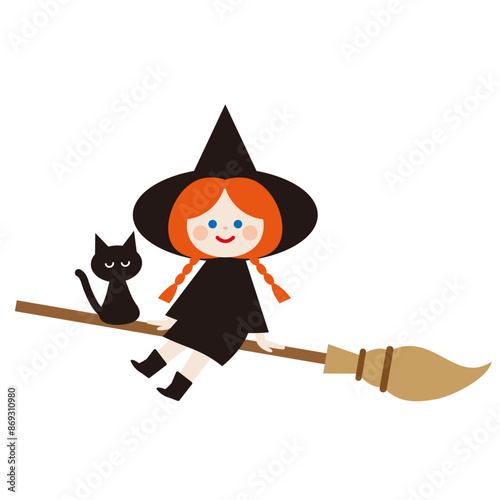 箒に乗った可愛い魔女と黒猫6