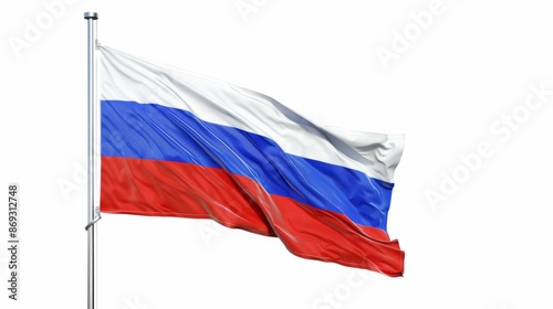 Free Download EM sport soccer European Championship concept Russia - Russian flag waving on flagpole, isolated on white background - GFXLoad