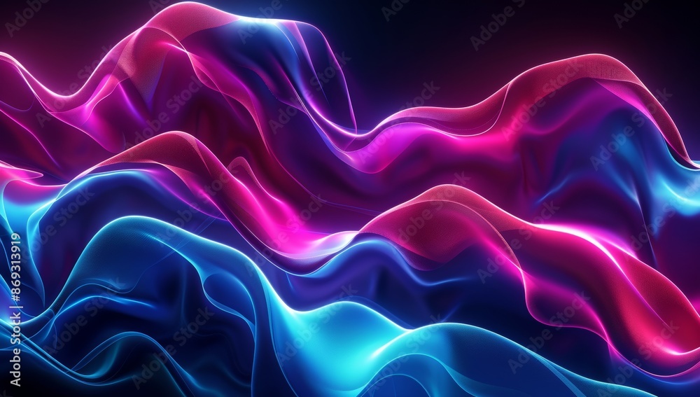 Fototapeta premium Stunning bright neon blue and pink curvy futuristic abstract galaxy laser sci-fi high resolution artwork