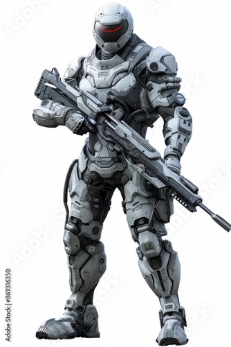 Isolated alien soldier with energy helmet. Background is transparent