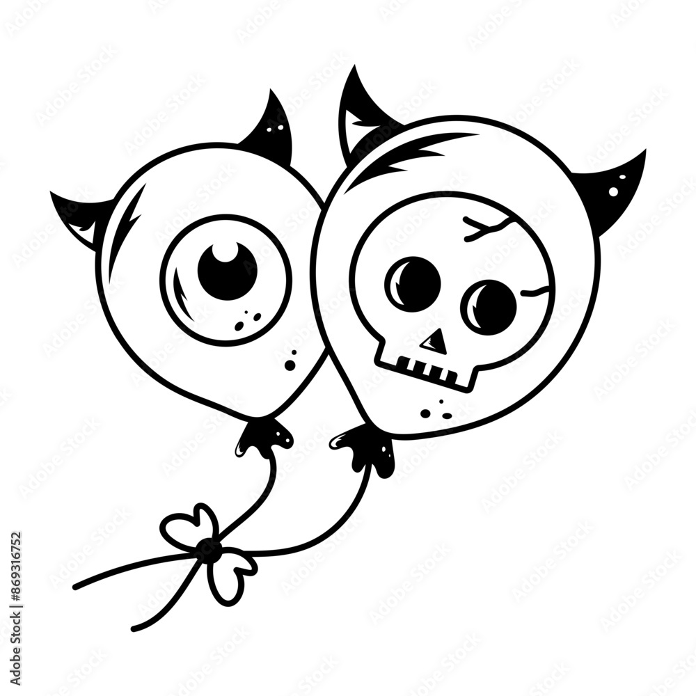 Fototapeta premium A halloween balloons icon designed in doodle style 