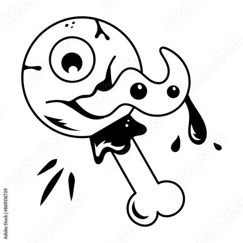 A creepy eyeball icon designed in sketchy style 