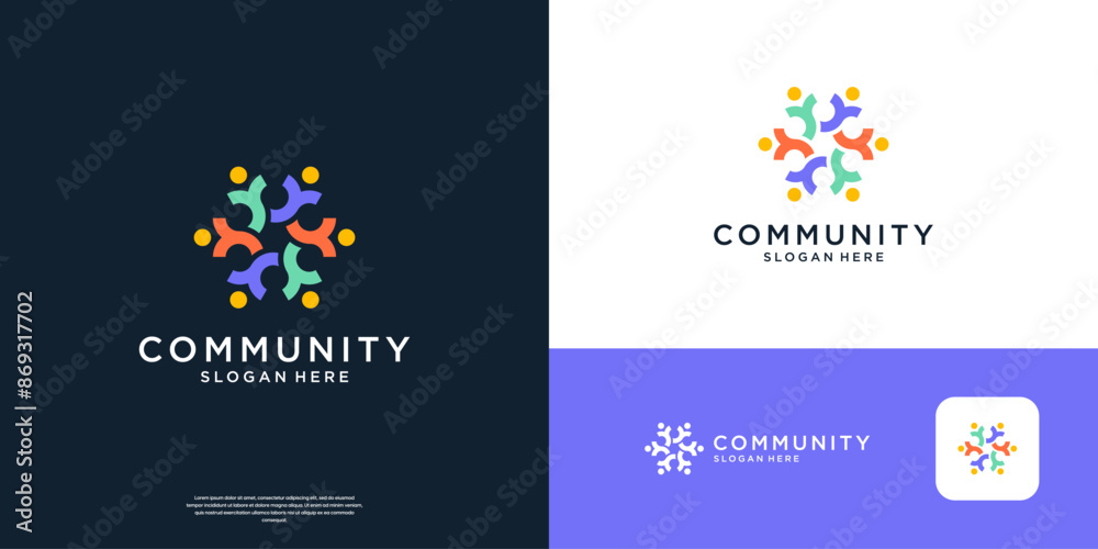 Human community logo vector icon. Abstract people group logo design template. Human community logo vector icon. Abstract people group logo design template.