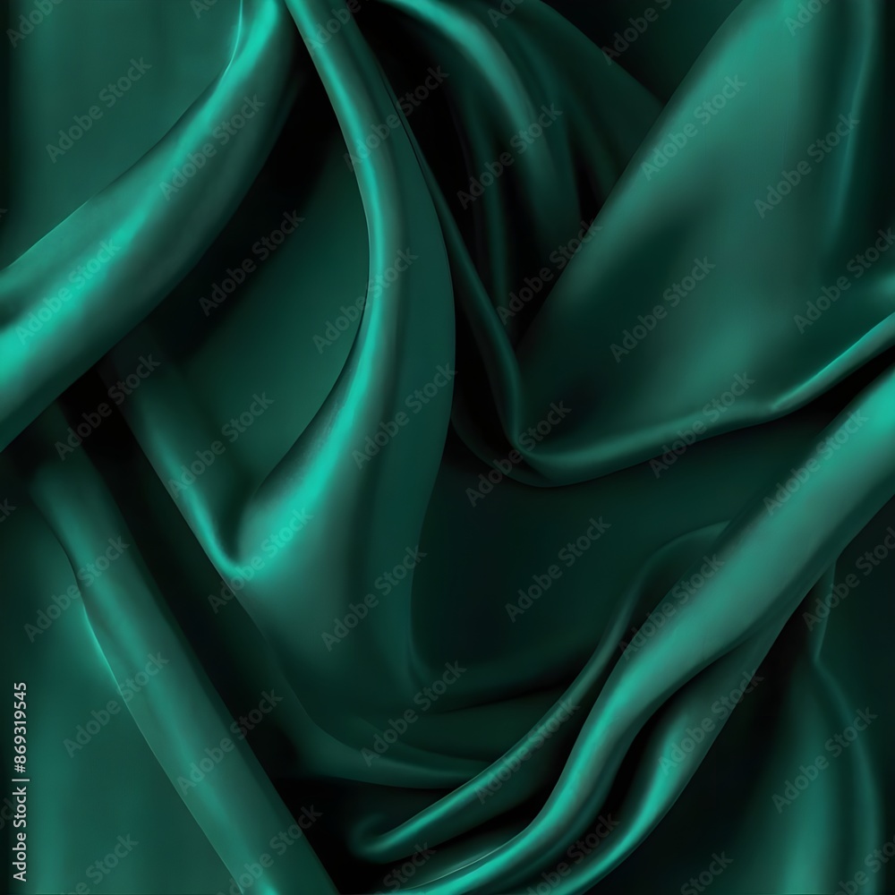 Obraz premium Abstract green background with layers of silk folded drapery Gerenative AI