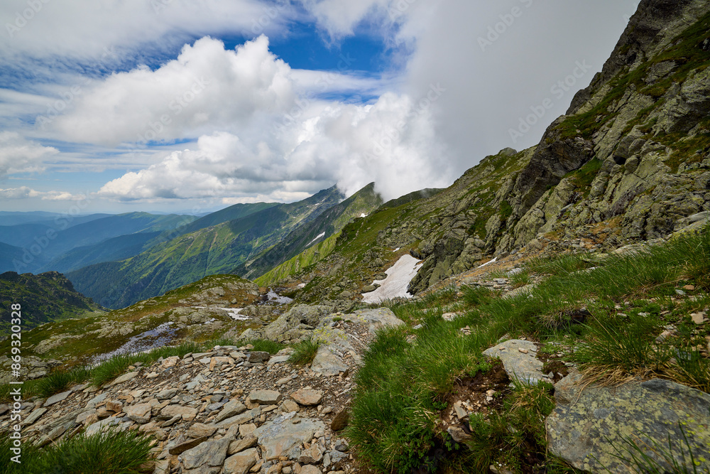 Landscape with the Fagarasi mountains in Romania on a summer day. Landscape with the Fagarasi mountains in Romania on a summer day.