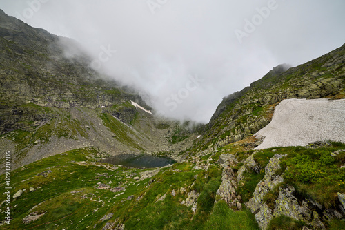 Landscape with Caltun Glacial Lake From Fagaras Mountains Romania