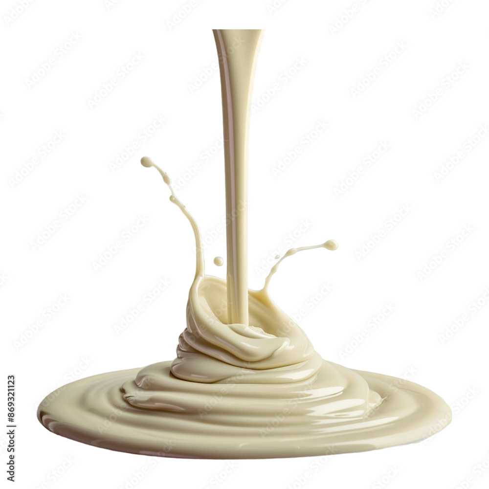 Pouring White Chocolate Isolated Transparent, Generative AI Pouring White Chocolate Isolated Transparent, Generative AI