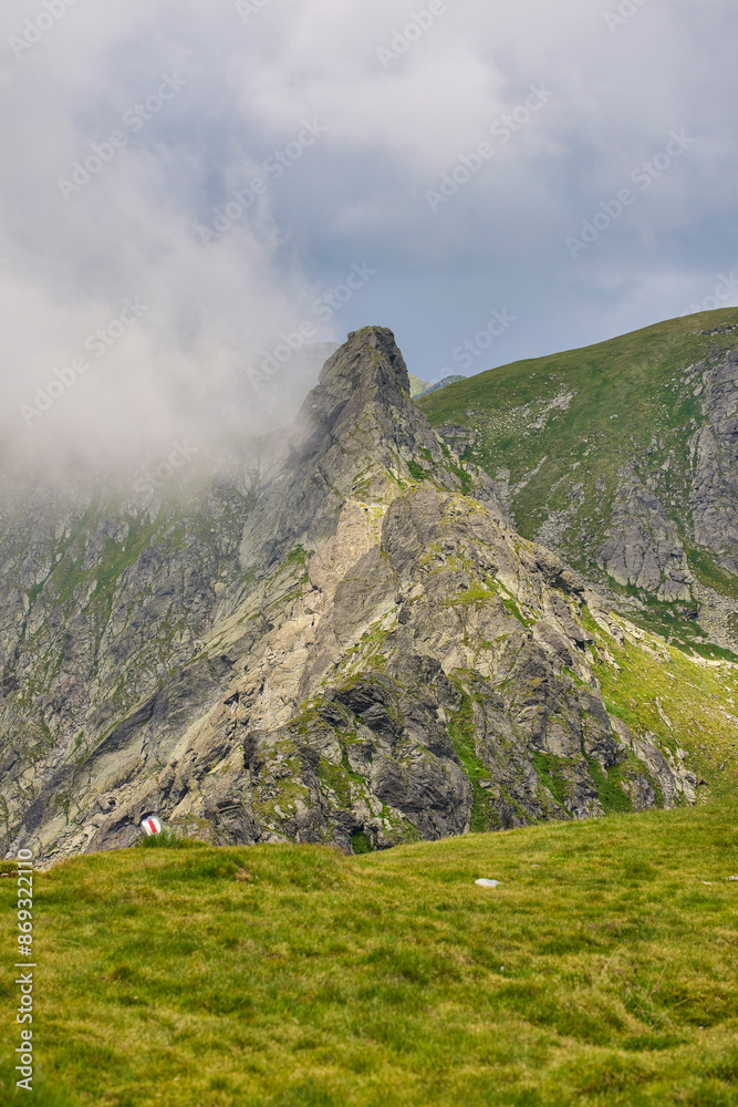 Fototapeta premium Landscape with the Fagarasi mountains in Romania on a summer day.