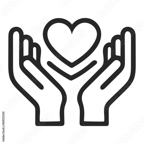 Raised helping hands vector icon. Illustration for volunteer and charity work in flat style with arms and geometric elements, hearts.  Crowd of people ready and available to help and contribute.
