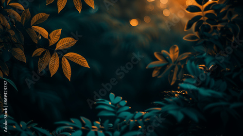 blue and yellow leaves, forest in the night, leaves in the night sky, sunlight through the forest, autumn leaves in the sun, sun ray in the forest