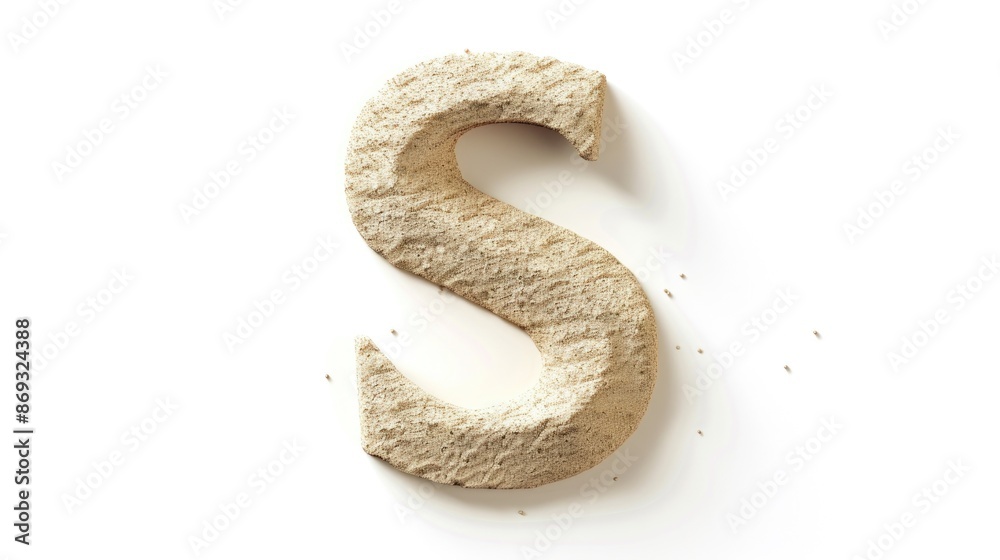 A close-up shot of a letter 'S' made from sand, perfect for use in educational or environmental projects A close-up shot of a letter 'S' made from sand, perfect for use in educational or environmental projects
