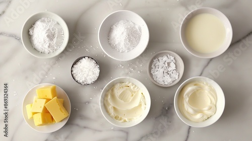 Baking Ingredients on Marble Surface photo