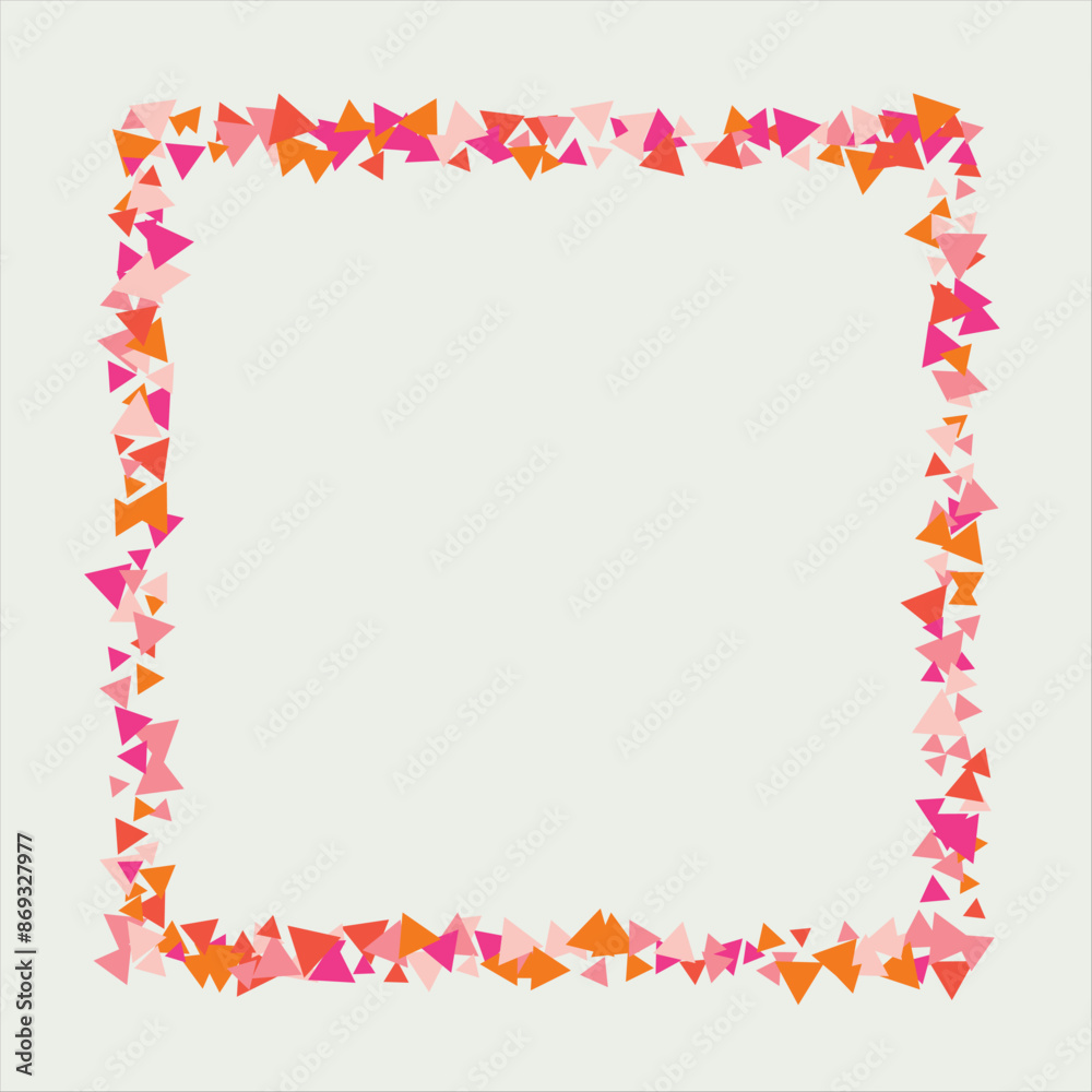 Frame of colored triangles abstract geometric pattern. Can be used as poster, banner, border, background, wallpaper, card, print, web. Vector illustration. Frame of colored triangles abstract geometric pattern. Can be used as poster, banner, border, background, wallpaper, card, print, web. Vector illustration.