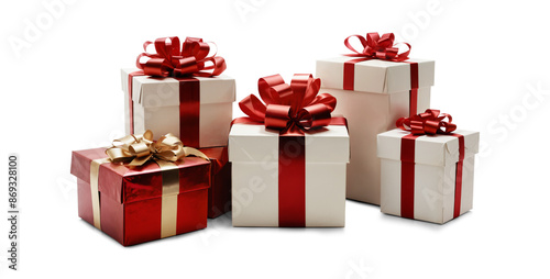 christmas gifts red white golden glossy