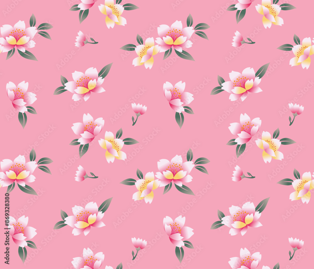 Japanese Sweet Flower Fall Vector Seamless Pattern Japanese Sweet Flower Fall Vector Seamless Pattern