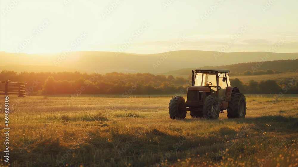 Fototapeta premium tractor in a field
