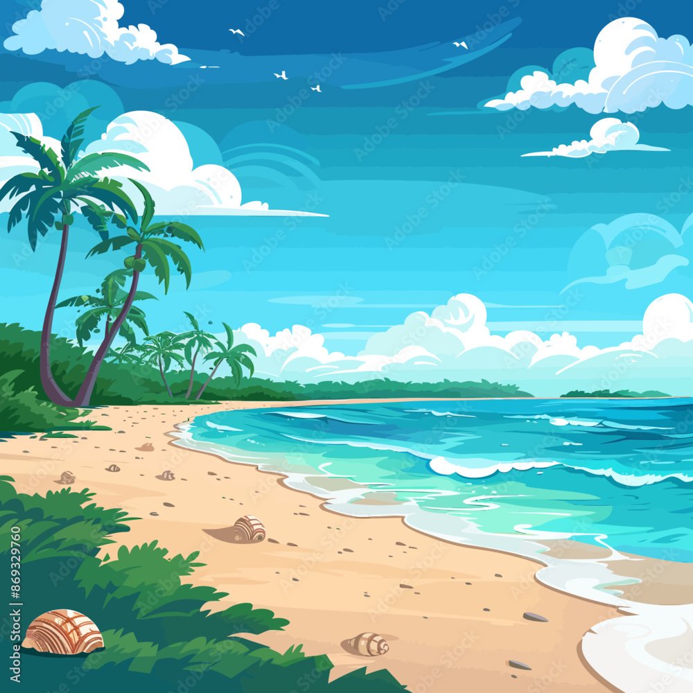 Obraz premium Beach cartoon illustration