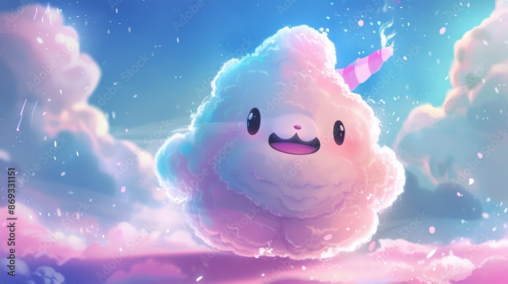 Obraz premium Adorable Cotton Candy-Inspired Character Design, Sweet and Playful Imagery