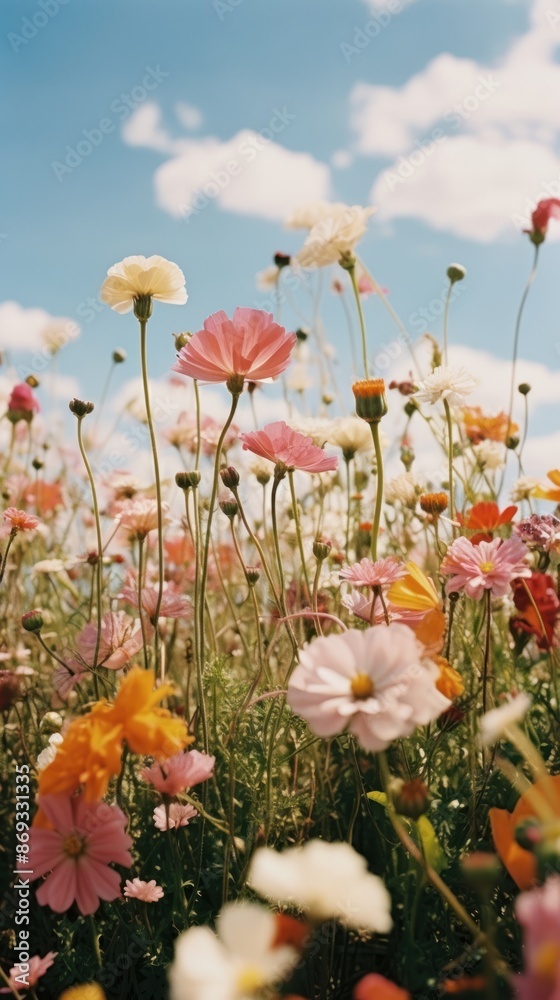 Obraz premium Flower field landscape outdoors blossom.
