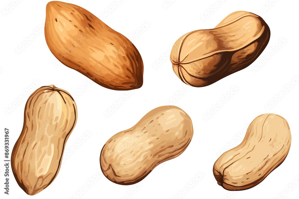 Flat lay of peanuts in nutshell, unpeeled and peeled peanuts isolated on white background. Top view. Flat lay of peanuts in nutshell, unpeeled and peeled peanuts isolated on white background. Top view.