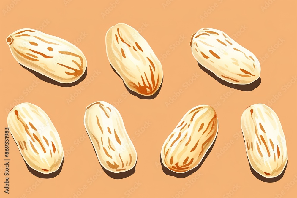 Flat lay of peanuts in nutshell, unpeeled and peeled peanuts isolated on white background. Top view. Flat lay of peanuts in nutshell, unpeeled and peeled peanuts isolated on white background. Top view.