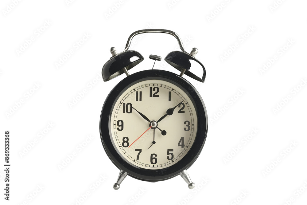 Classic Analog Alarm Clock Isolated on Transparent Background Classic Analog Alarm Clock Isolated on Transparent Background