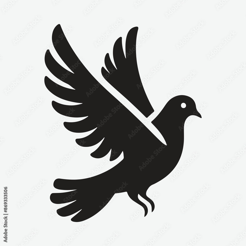 Obraz premium Majestic Pigeon Silhouette: Capturing the Elegance in Shadows