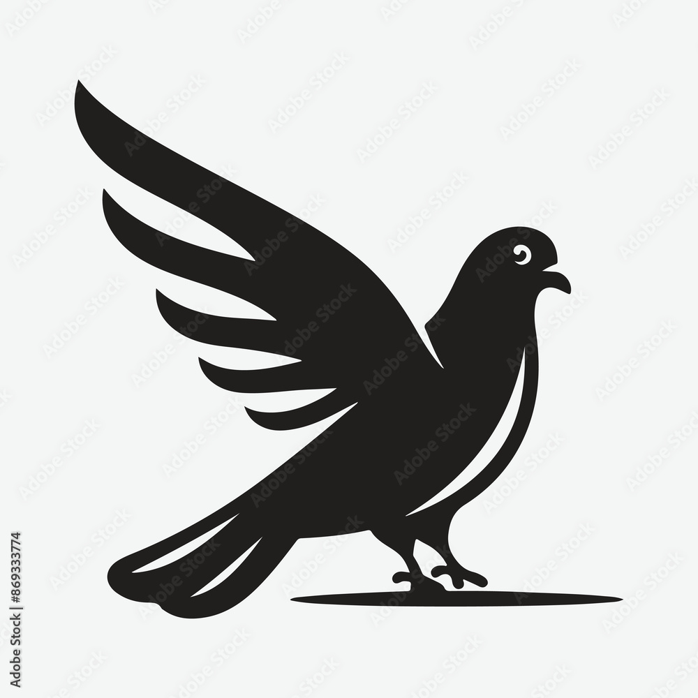 Fototapeta premium Majestic Pigeon Silhouette: Capturing the Elegance in Shadows