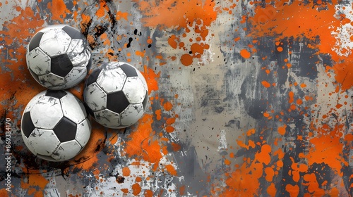Soccer Balls on a Grungy Surface. © DONZz