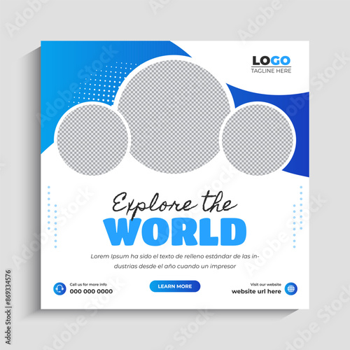 Tour and Travel Agency Social Media Instagram Post Template Design