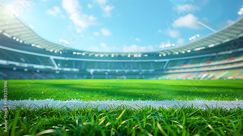 Football stadium, shiny lights, view from field