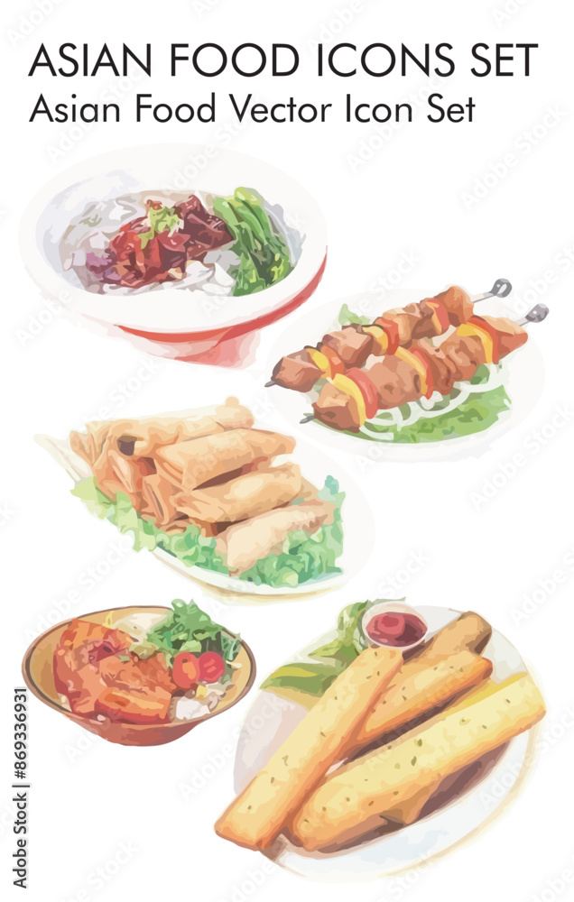 Asian food logo vector Icon set Asian food logo vector Icon set