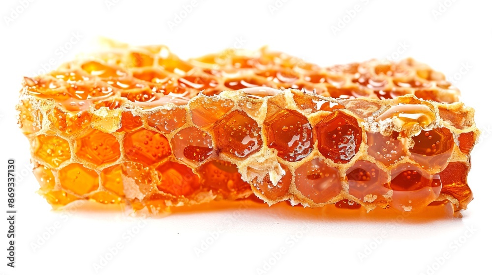Macro close-up of a honeycomb dripping with fresh golden honey. Perfect for culinary-focused projects or food blogs. Macro close-up of a honeycomb dripping with fresh golden honey. Perfect for culinary-focused projects or food blogs.