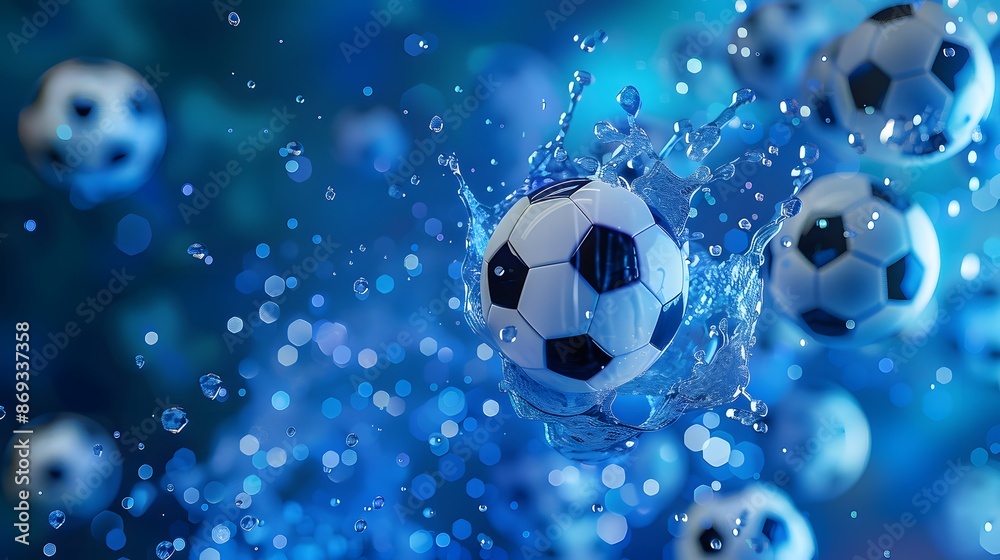 Fototapeta premium Soccer Ball Splashing in Water.