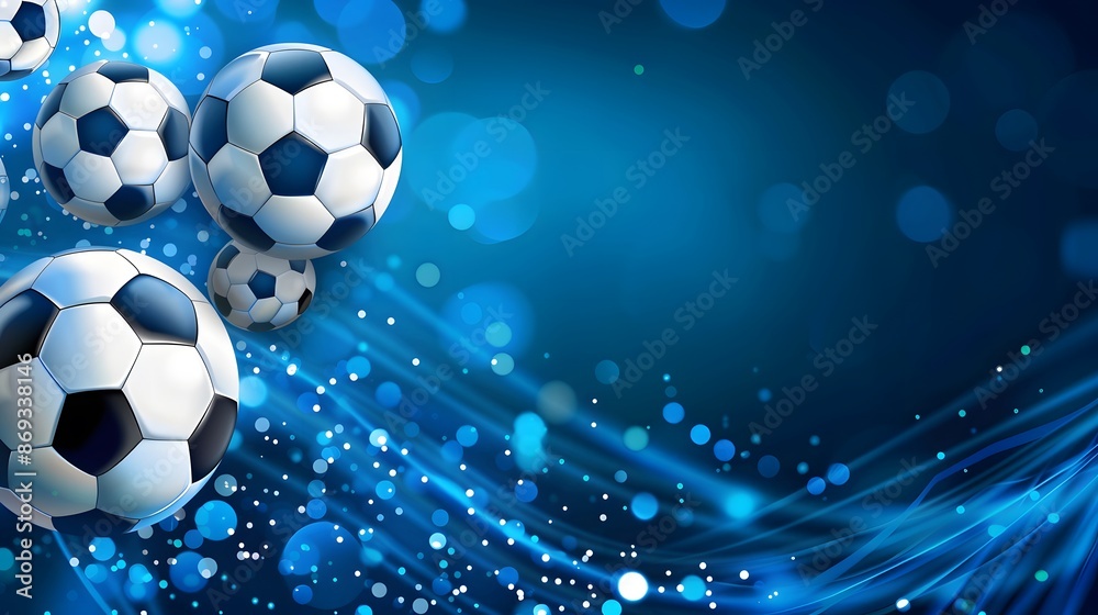 Fototapeta premium Soccer Ball with Blue Bokeh Background.