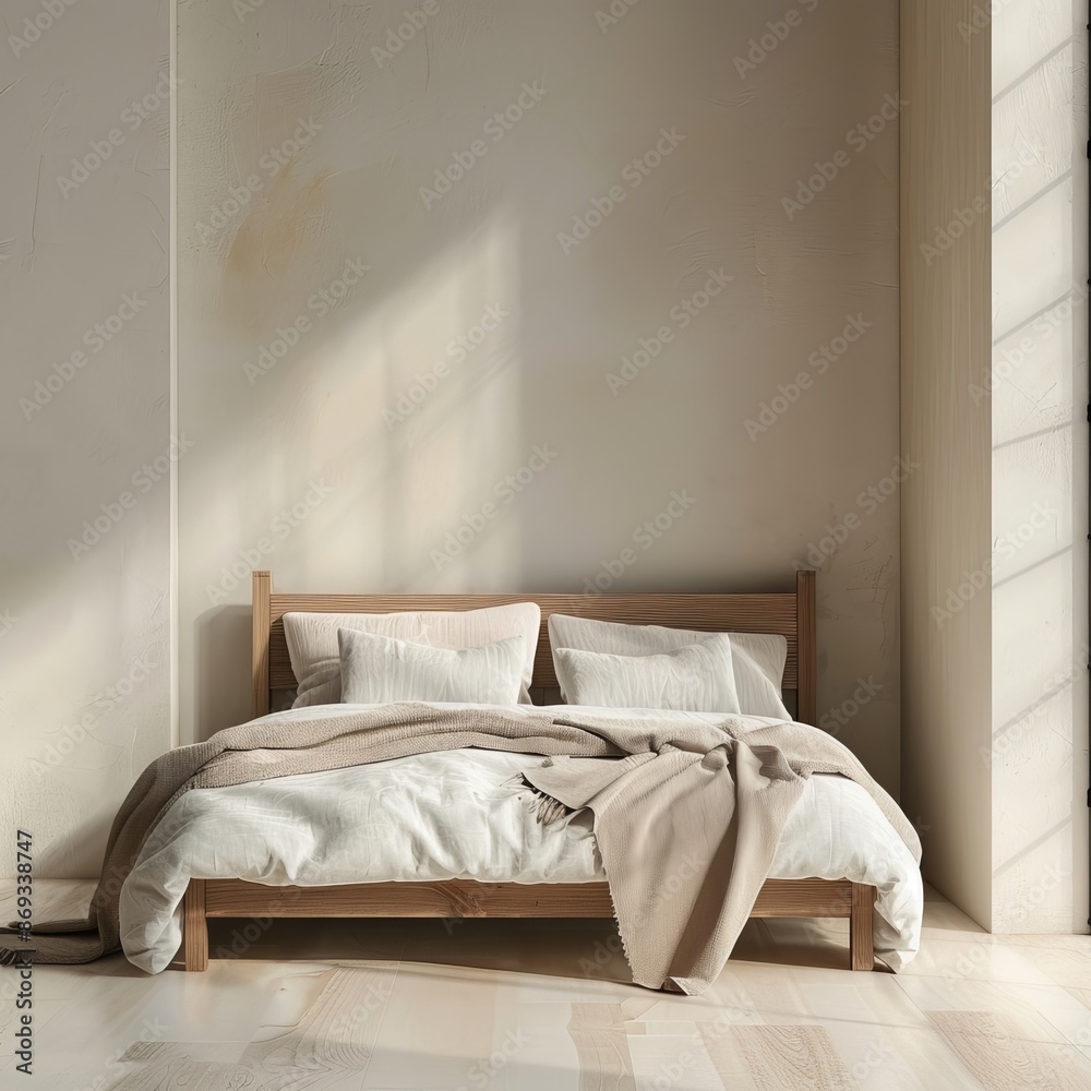 interior of a bedroom in front of empty wall
