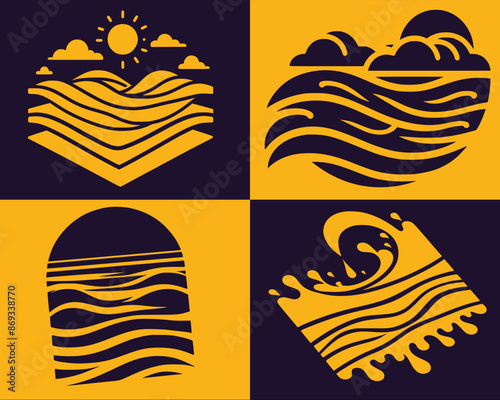 sun and sea vector.