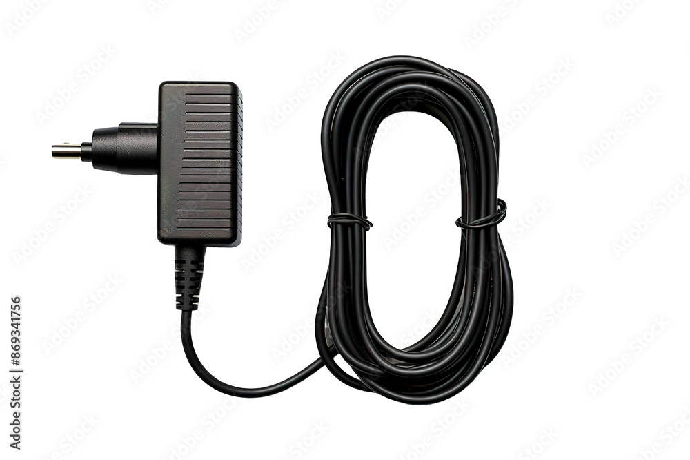 Fototapeta premium Black USB cable isolated on transparent background